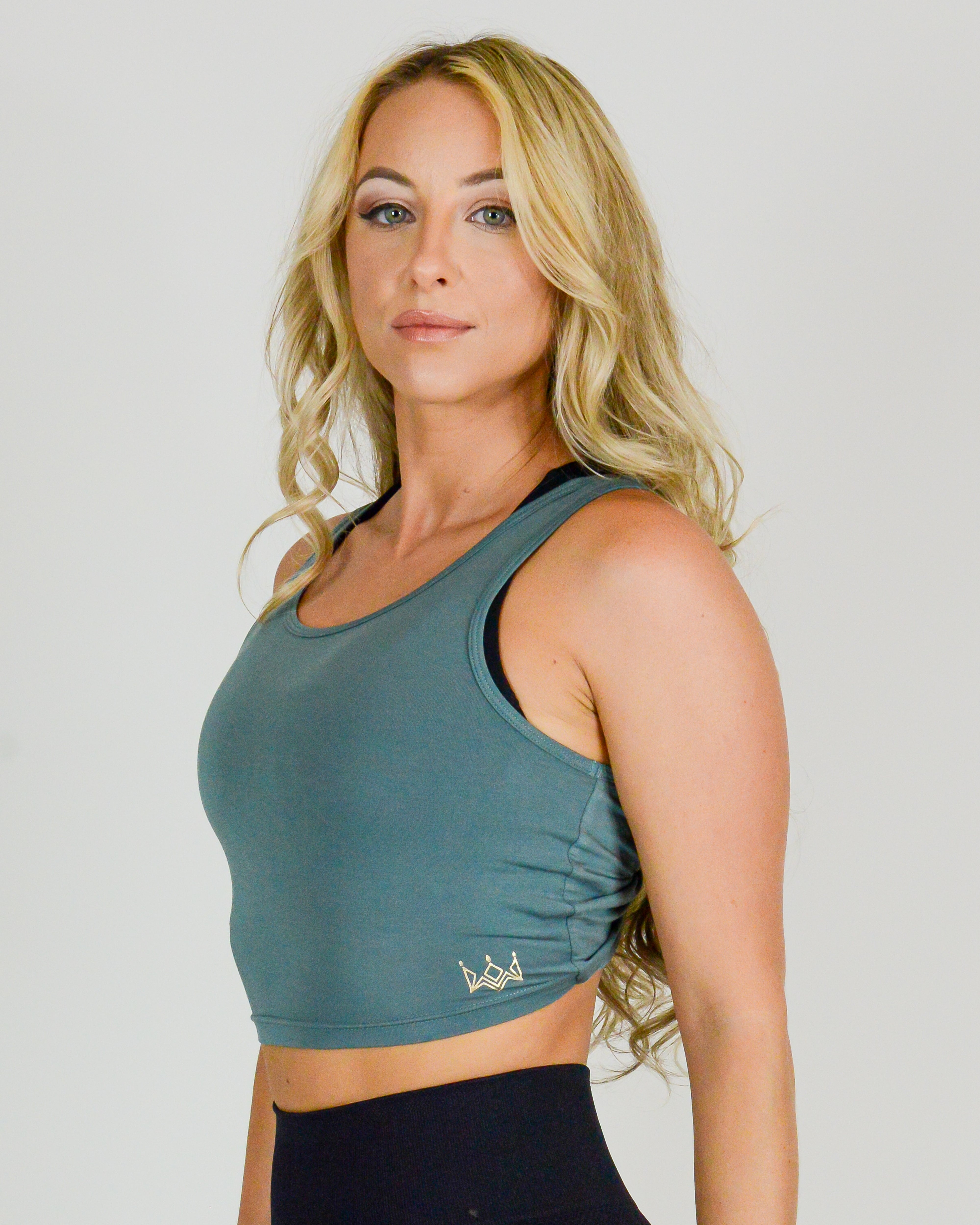 Flutter Reversible Crop Top - Pine Green